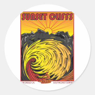 SUNSET CLIFFS SAN DIEGO CA. RUNDER AUFKLEBER