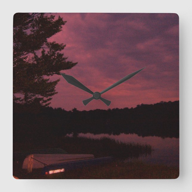 Sunset Clock Quadratische Wanduhr (Vorderseite)