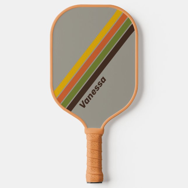 Sunset Clover Gestreift mit Namen Pickleball Schläger (Vorderseite)
