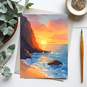 Sunset Coast   Meereswellen Postkarte