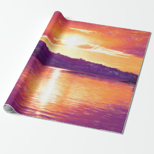 Sunset Coasta Orange Lila Dekoupage Geschenkpapier