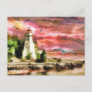 Sunset Coastal Lighthouse Postkarte