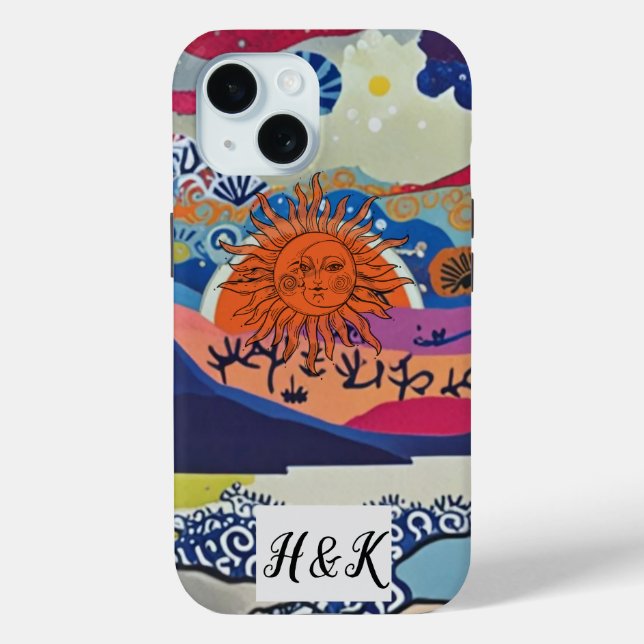 Sunset Collage Phone Case - farbenfroh und künstle (Rückseite)