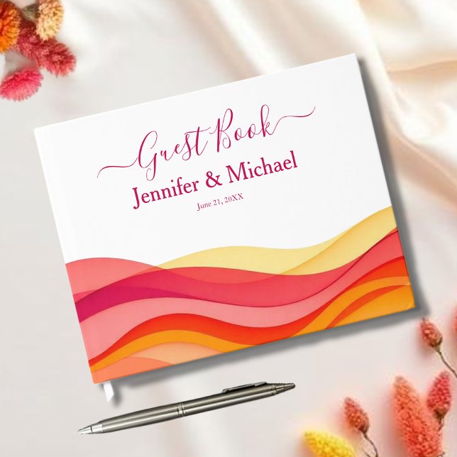 Sunset Color Waves Modern Wedding Gästebuch (Sunset Color Waves Modern Wedding Guest Book)