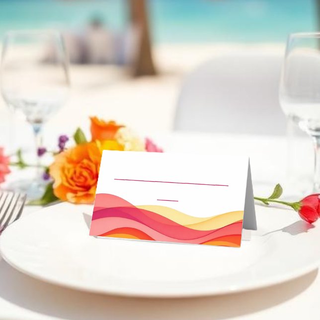 Sunset Color Waves Modern Wedding Platzkarte (Sunset Color Waves Modern Wedding Place Card)