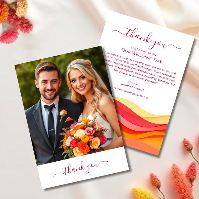 Sunset Color Waves Modern Wedding Thank You Card Dankeskarte (Sunset Color Waves Modern Wedding Thank You Card)
