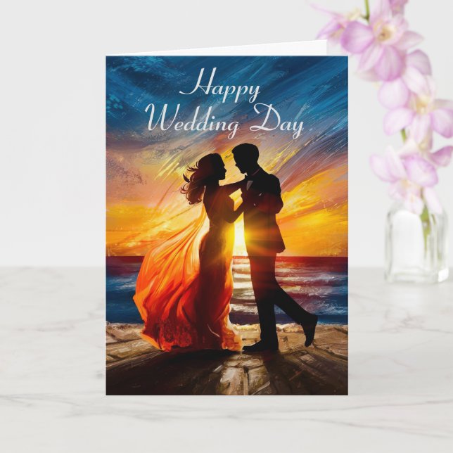 Sunset Couple Personalisiert Wedding Karte (Orchidee)