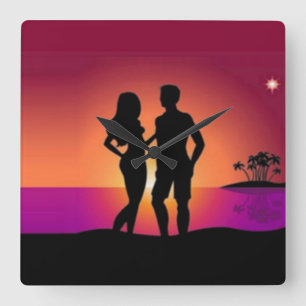 Sunset Couple Wall Uhr