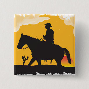 Sunset Cowboy Button