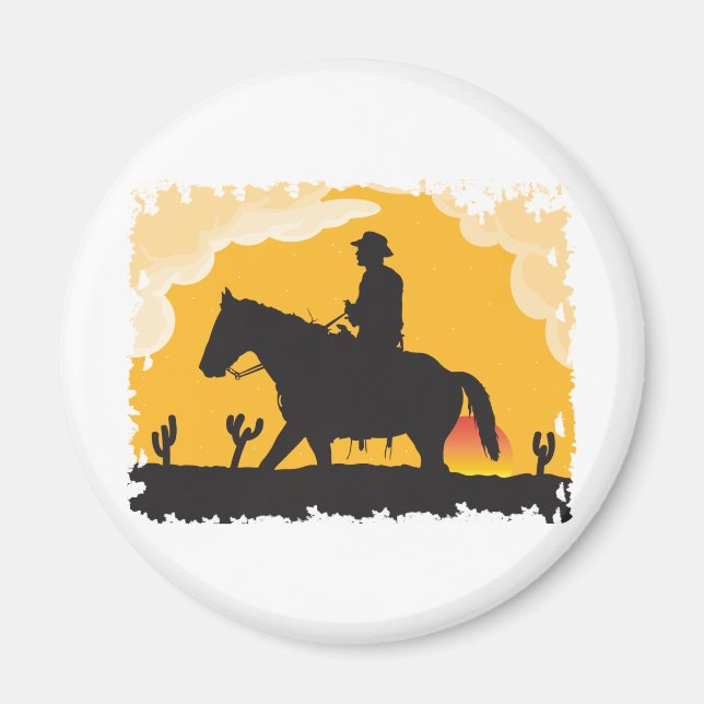 Sunset Cowboy Magnet (Vorne)