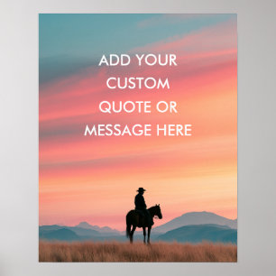 Sunset Cowboy Pferd - Erstelle Deinen eigenen Spru Poster