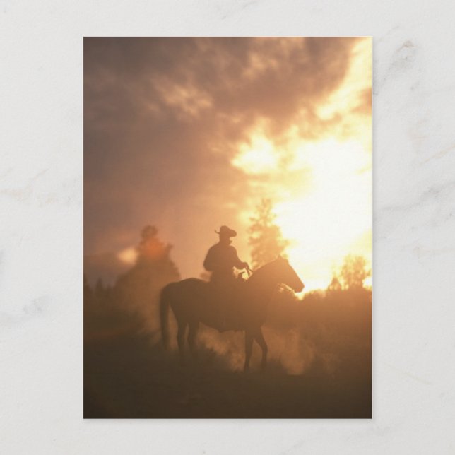 Sunset Cowboy Postkarte (Vorderseite)