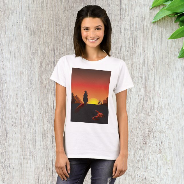 Sunset Cowboy Womens T - Shirt (Von Creator hochgeladen)