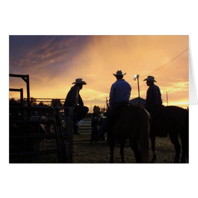 Sunset Cowboys auf Pferden Western Card (Vorderseite (Horizontal))