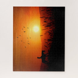 Sunset Cowgirl on a Horse Meadow Ride Western Puzzle