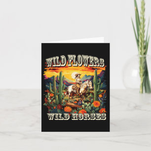 Sunset Cowgirl Riding Horse Wilde Blume - Wild Ho Karte