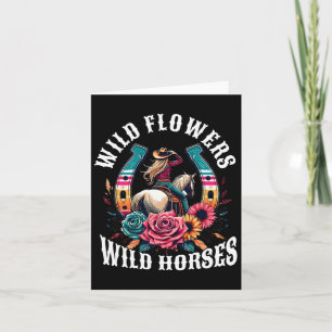 Sunset Cowgirl Riding Horse Wilde Blume - Wild Ho Karte