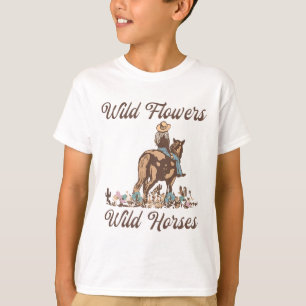 Sunset Cowgirl Riding Horse Wilde Blume - Wild Ho T-Shirt