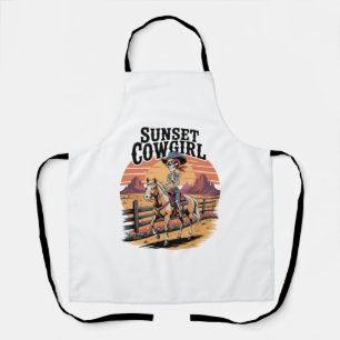 Sunset Cowgirl Skeleton Reiten Schürze