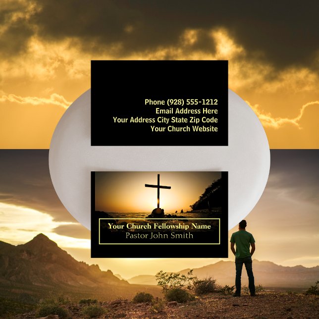 Sunset Cross Church Pastor Business Cards Visitenkarte (Von Creator hochgeladen)