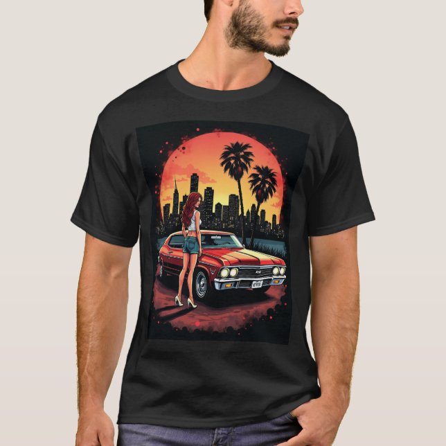 Sunset Cruise Siren: Klassische Fahrt & Stadtlampe T-Shirt (Vorderseite)