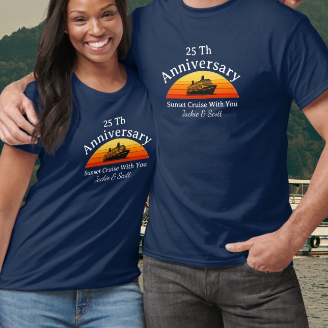 Sunset Cruise zum 25. Jubiläum personalisieren T - T-Shirt (personalize front and back of design)