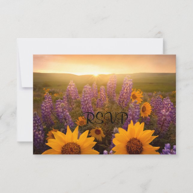 Sunset Daisies RSVP Karte (Vorderseite)
