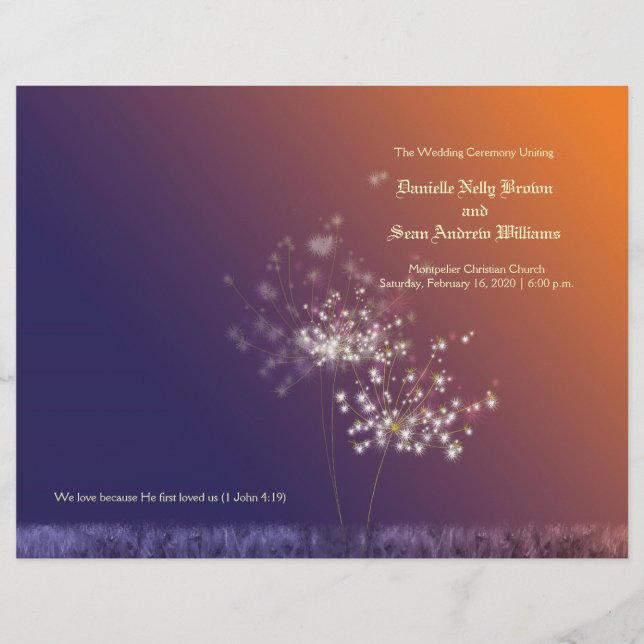 Sunset Dandelions Bi Fold Wedding Program (Vorderseite)