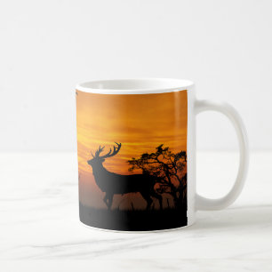 Sunset Deer Silhouette Tasse
