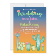 Sunset Desert Cactus Wedding Einladung