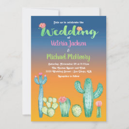 Sunset Desert Cactus Wedding Einladung