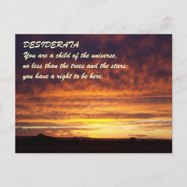 Sunset DESIDERATA Postkarte (Vorderseite)