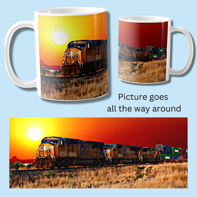 Sunset Diesel Lokomotive Freight Train Kaffeetasse (Von Creator hochgeladen)