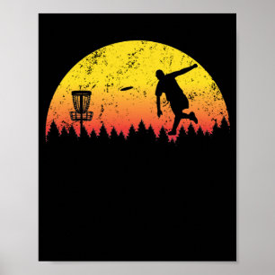 Sunset Disk Golf Tree Körbchen Fly Throwing Poster