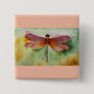 Sunset Dragonfly Button