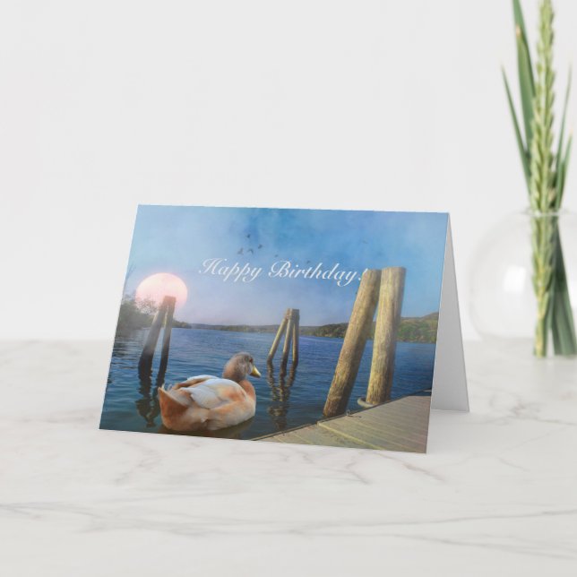 Sunset Duck Happy Geburtstag! Karte (Vorderseite)
