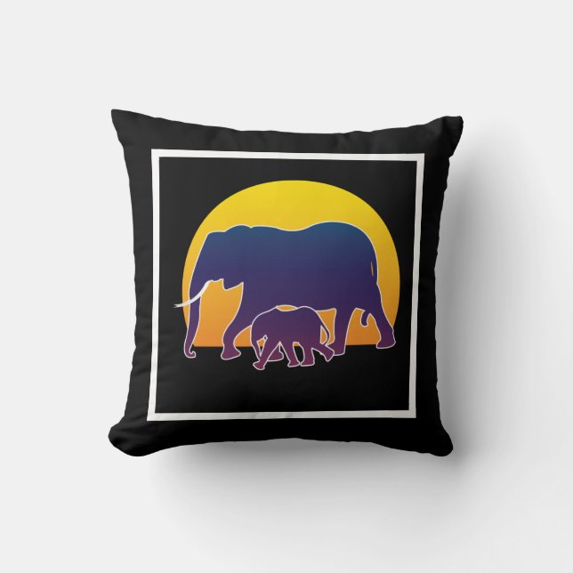Sunset Elephants Kissen (Vorderseite)