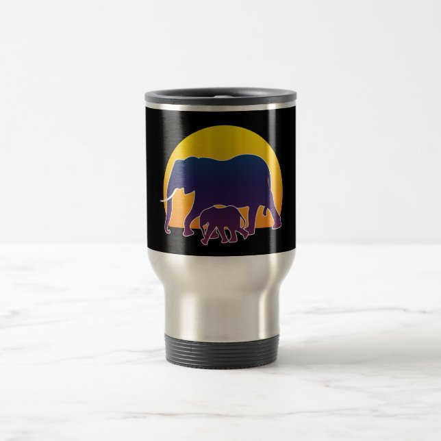 Sunset Elephants Reisebecher (Mittel)
