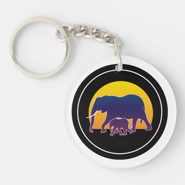 Sunset Elephants Schlüsselanhänger (Vorderseite)