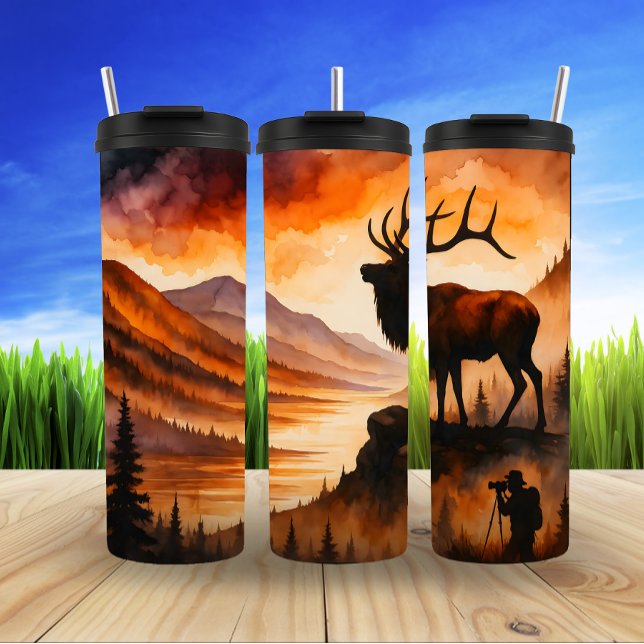 Sunset Elk, Majestät der Berge Thermosbecher (Von Creator hochgeladen)