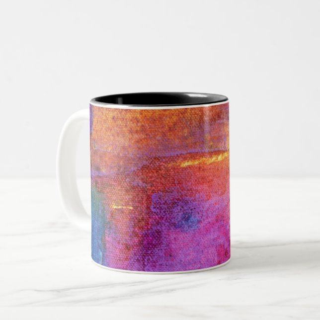 Sunset Emotion, traumhaft, mauve, lila abstrakt Zweifarbige Tasse (Vorderseite Links)