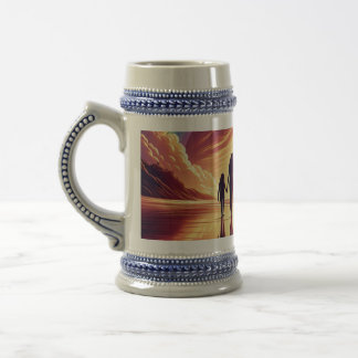 Sunset Family Beach Walk Beer Stein - Tasse