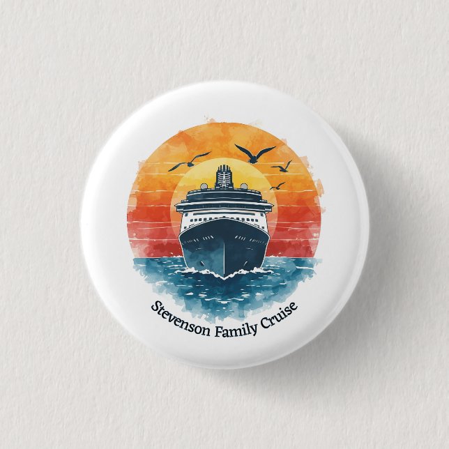 Sunset Family Name Vacation Cruise Ship Keepsake Button (Vorderseite)