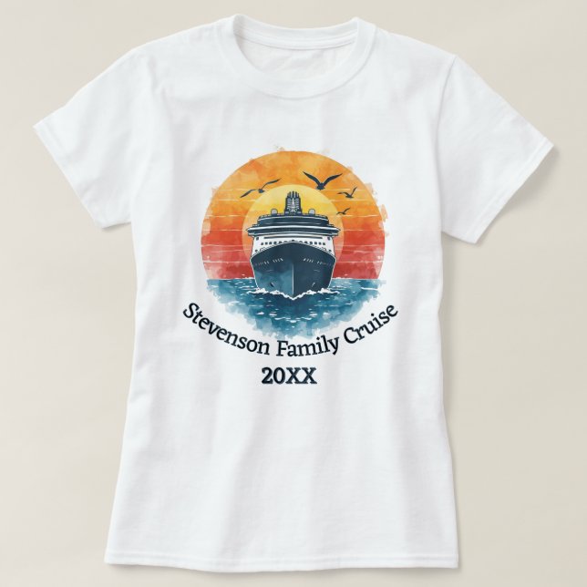 Sunset Family Name Vacation Cruise Ship Keepsake T-Shirt (Design vorne)
