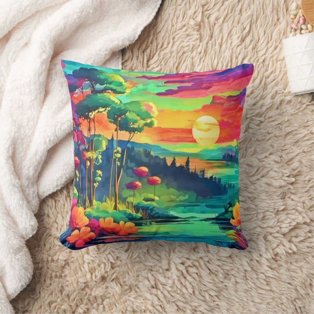 Sunset Fantasy Landschaft Kissen (Decke)