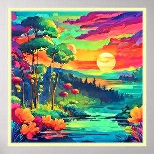 Sunset Fantasy Landschaft Poster