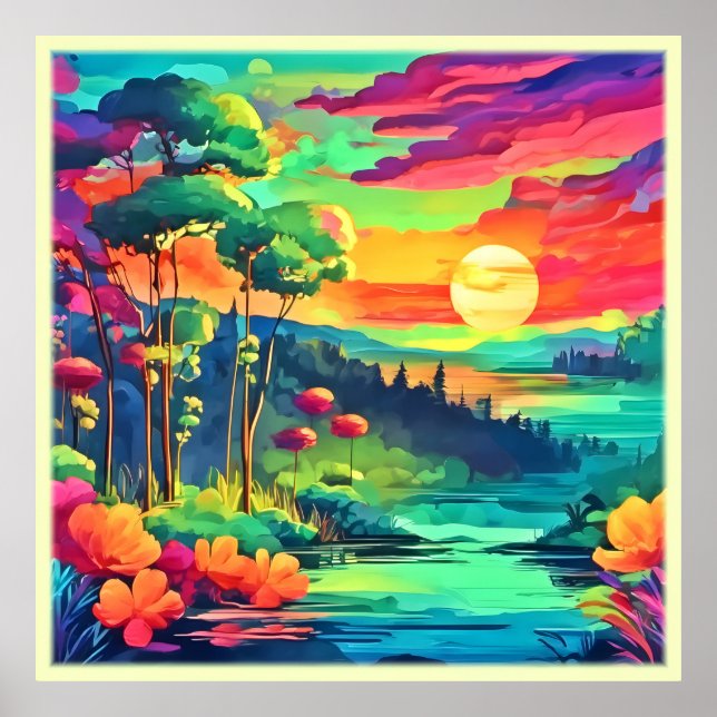 Sunset Fantasy Landschaft Poster (Vorne)
