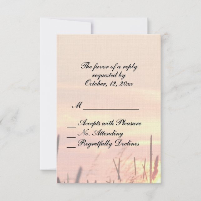 Sunset Field Wedding RSVP Karte (Vorderseite)