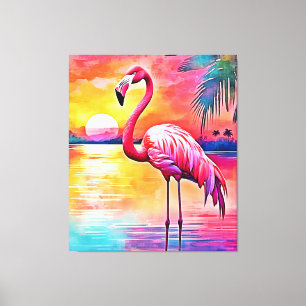 Sunset Flamingo Art Design Leinwanddruck