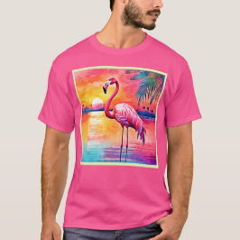 Sunset Flamingo Art Design T-Shirt